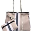 Dallas Hill Designs Large Tote Bag for Women | Neoprene Shoulder Purse | Travel, Beach, Gym Handbag | Extra Pouch