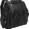 Double Loop Flap-Over Laptop Backpack, Black, One Size