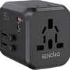 EPICKA Universal Travel Adapter, International Plug Adapter with Dual AC Outlet, 2 USB-C 35W PD Fast Charging & 3 USB-A, All in One Worldwide Wall Charger (TA-205, Black)