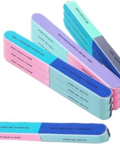 Elandy Pack of 10 Portable Washable 7-Way Nail Art Buffing Strip Nail File Buffers Polisher Grinding Bar Foot Files Emery Board Pedicure Care DIY for Fingernails and Toenails