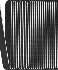 Emery Board Nail Files (24 Pack), 100/180 Grit Wooden Nail File for Natural Nails, 7 Inches Emory Filers Manicure Tool Set Disposable Nail File for Home Salon Black