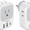 European Travel Plug Adapter, TESSAN US to Germany France Travel Plug with 4 AC Outlets and 3 USB Ports(1 USB C) Ports, Type C/E/F Power Adaptor for USA to Europe EU Spain Iceland Korea Russia