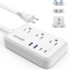 European UK Travel Plug Adapter – US to UK Europe Plug Adapter Power Strip with 3 AC Outlets 4 USB(2 PD 20W) and Type G/C/A/I Plug Adapter for EU UK US AU Italy Spain France Ireland 2.7ft