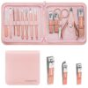 FAMILIFE Manicure Set, Professional Nail Kit Pedicure Kit Nail Clipper Set, 13PCS Beauty Tools Manicure Kit Pedicure Tools, Stainless Steel Nail Kit with Portable Pink Leather Travel Case for Her