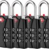 Forge TSA Approved Luggage Locks 4 Pack Black, Travel Lock with Zinc Alloy Body, Open Alert, Easy Read Dials, for Travel Suitcase, Bag, Backpack, Lockers.