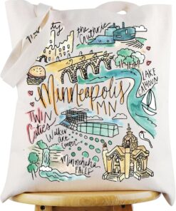G2TUP Minneapolis Minnesota Travel Tote Bag Minneapolis Souvenir Gift Minneapolis Landmarks Shoulder Bag Minnesota Merch