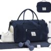 Gym Bag for Women Mens, Small Travel Duffle Bags with Shoe Compartment Carry On Weekender Bag with Toiletry Bag Weekend Overnight Bag Sports Gym Tote Bags Swimming Yoga Workout Dark Blue