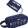 HESTECH Electronics Organizer Travel Charger Case Cord Cable Organizer Bag Portable Waterproof Double Layers All-in-one Storage for Charger Mouse Earbud USB Drive (Navy Blue, Medium)