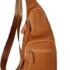 Hebetag Leather Sling Bag Crossbody Backpack for Men Women Travel Outdoor Sports