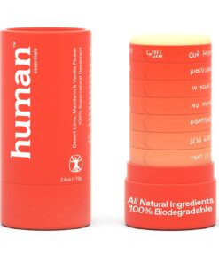 Human Essential Deodorant With Natural Ingredients, 48 Hour Odor Control, Natural Deodorant for Men and Women, Aluminum, Baking Soda & Plastic Free (DESERT LIME, MANDARIN & VANILLA FLOWER DEODORANT)