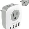 Israel Power Adapter, VINTAR Israel Plug Adapter with 1 USB C,3 USB Ports and 2 American Outlets,6 in 1 Type H Travel Adapter for US to Israel, Jerusalem, Palestine
