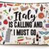 Italy Travel Gift Cosmetic Bag Italy Lover Gifts Makeup Bag Italy Themed Gifts for Italy Traveller Women Friends Sister Birthday Christmas Italian Bachelorette Party Favors Girls Trip Gifts