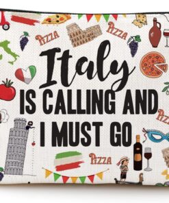 Italy Travel Gift Cosmetic Bag Italy Lover Gifts Makeup Bag Italy Themed Gifts for Italy Traveller Women Friends Sister Birthday Christmas Italian Bachelorette Party Favors Girls Trip Gifts