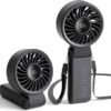 JISULIFE Handheld Fan Life7,2024 Powerful Portable Fan with LED Display[19.5Hrs Max Cooling]5000mAh,150°Folded,5 Speeds,Lanyard; 3-IN-1 Hand/Desk/Neck Fan,Travel Essentials Gifts for Women,Men(Black)