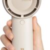 JISULIFE Handheld Portable Turbo Fan [16H Max Cooling Time], 4000mAh USB Rechargeable Personal Battery Operated Mini Small Pocket Fan with 5 Speeds for Travel/Outdoor/Home/Office – Brown