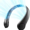 JISULIFE Portable Neck Fan, Hands Free Bladeless Fan, 4000 mAh Battery Operated Wearable Personal Fan, Leafless, Rechargeable, Headphone Design,3 Speeds Gifts for Women Men-Black