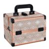 Joligrace Bohemian Makeup Train Case Portable Travel Cosmetic Box with Mirror 2 Trays Makeup Organizer Case for Cosmetics Supplies Nail Tech Toiletry Kits Traveling Makeup Storage