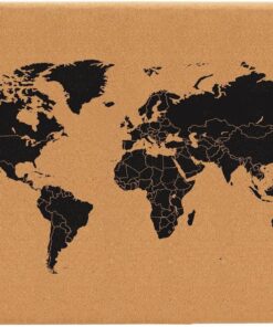 Juvale Cork Board World Map with Push Pins and Screws, Travel Tracker Map for Home and Office Wall Decoration, Easy Installation, Pin Past Adventures and Future Trips, 23.5 x 0.75 x 15.75 in