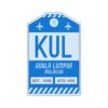 KUL Kuala Lumpur Malaysia Luggage Tag Sticker/Airport Code Baggage Decal/Collectible Travel Decor/Vintage Inspired Design (Blue)