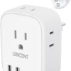 LENCENT Germany France Travel Power Adapter, Schuko Type E/F Power Plug Adaptor with 4 USB Ports(2 Type C),4 Outlet Converter, US to EU Spain French German Greece Norway Iceland Korea, Cruise Approved