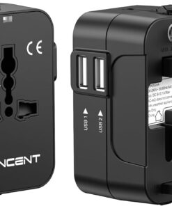 LENCENT International Travel Adapter, Worldwide All in One Universal Power Wall Charger AC Power Plug Adapter with 2 USB Charging Ports for USA EU UK AUS Cell Phone Laptop Tablets