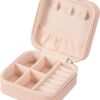 LETURE PU Leather Small Jewelry Box, Travel Portable Jewelry Case for Ring, Pendant, Earring, Necklace, Bracelet Organizer Storage Holder Boxes (Pink)