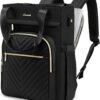 LOVEVOOK Laptop Backpack for Women, 15.6 inch Work Business Backpack with Laptop Compartment, Wide Top Open Teacher Nurse Bag with USB Port, Waterproof Computer Backpack Purse for travel, Black