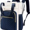 LOVEVOOK Laptop Backpack for Women, 17.3 inch Work Business Backpack with Laptop Compartment, Wide Top Open Teacher Nurse Bag with USB Port, Waterproof Computer Backpack Purse for travel,Blue-White
