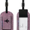 MYHOBBY Set of 2 Luggage Tags,PU Leather Suitcase Identifier,Baggage Handbag Travel Bag Label with Name Card Privacy Protection Travel Essentials,Pink