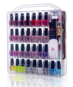 Makartt Gel Nail Polish Organizer Holder for 60 Bottles with Large Separate Compartment Universal Clear Nail Storage Travel Case Space Saver for Manicure Tools Nails Supply Displayer N-03