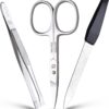 Manicure Set – Cuticle Scissors, Nail and Eyebrow Scissors, Nail Clippers, Cuticle Pusher, Nail File, Eyebrow Tweezers – Professional Mens Grooming Kit (3 in 1)