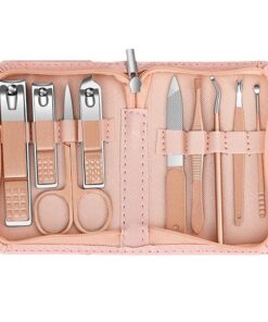 Manicure Set Nail Care Kit For Women Grooming Nail Clippers Cleaning Set And Pedicure Kit Travel Nail Kit Pink 9-Piece Set Nail Tweezer File Trimmer Cutter Adult Fingernail