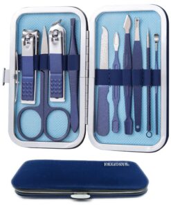 Mens Nail Grooming Kit Nail Care Kit For Men Fingernail Clippers Finger And Toe Clipper Set Manicure Nail Tool Kit Professional Blue 10 piece set Travel Nail Kit Set Women