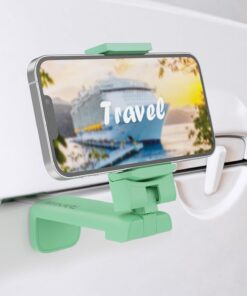 MiiKARE Airplane Travel Essentials Phone Holder, Universal Handsfree Phone Mount for Flying with 360 Degree Rotation, Travel Accessory for Airplane, Travel Must Haves Phone Stand for Desk, Table-Green