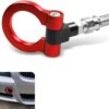 Miytsya 1 PC Car Front Bumper Tow Hook, Pull Ring Design, Waterproof Durable Metal Vehicle Repair Hook, Screw-on Installation, Universal Automotive Bumper Hook for Truck SUV Car (Red)