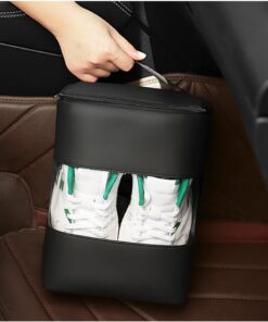 Multi-Purpose Car Organizer Back Seat with Zip&Pocket,Waterproof PU Leather Front Seat Car Organizer for Car Trash/Shoes/Clothes Car Bag,Car Travel Essentials Long Trips