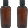 Natural Farms 8 oz Plastic Amber Boston BPA FREE Bottles – 2 Pack Empty Refillable Containers – Essential Oils – Aromatherapy – Black Smooth Disc Cap – Made in the USA