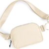ODODOS Unisex Mini Belt Bag with Adjustable Strap Small Fanny Pack for Workout Running Traveling Hiking, Ivory