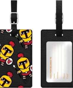 OTM Essentials University of Tampa Faux Leather Luggage Tag, Durable Travel Accessories with Adjustable Strap and ID Card, Tokyodachi Mascot All Over