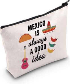 POFULL Mexico Bachelorette Party Gift Mexico Vacation Birthday Gift Mexico Is Always A Good Idea Zipper Makeup Bags Travel Toiletry Bag Accessories (Mexico Is Always A Good Idea bag)