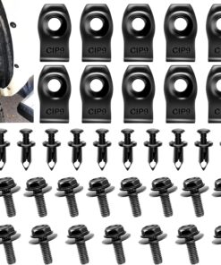 Pack-35 Automobile Hood Splash Shield Bolt Kit, Rivet Clamp Extruded U-nut Replacement Parts, Bumper Fender Liner Push Retainer, Universal for Cars Body Fastening Accessories (Black)