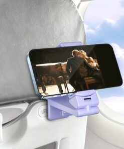 Perilogics Airplane Phone Holder Mount Universal in Flight Hands Free Viewing with Multi-Directional Dual 360 Degree Rotation (Lavender)