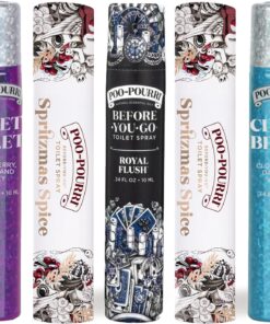 Poo-Pourri Before-You-Go Toilet Spray, Travel Size 10 mL Bottles Royal Flush, Cloud Berry, Sweet Violet, & Spritzmas Spice – 5 Pack
