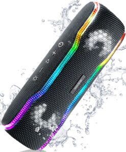 Portable Bluetooth Speaker, IPX7 Waterproof Wireless Speaker with Colorful Flashing Lights, 25W Super Bass 24H Playtime, 100ft Range, TWS Pairing for Outdoor, Home, Party, Beach, Travel