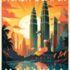 R and R Imports Kuala Lumpur Malaysia Souvenir Vintage Travel Poster 16×24-Inch