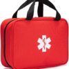 Red First Aid Bag Empty Travel Rescue Pouch First Responder Storage Medicine Emergency Bag for Car Home Office Kitchen Sport Outdoors (Red with Folders)