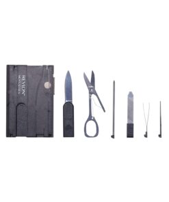 Revlon Men’s Series 8 in 1 Multi Tool, 8 Pc Travel Grooming Kit includes Stainless Steel Scissors, Tweezers, Nail File, Reusable Toothpick, LED Light, Ruler, Knife, and Pen