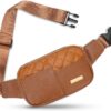 SUOSDEY Belt Bag for Women Mini Leather Crossbody Fanny Packs for Women Fashion Waist Packs Everywhere Waist Bag with Adjustable Strap for Running Travel, Gifts for Women Brown