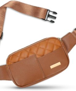 SUOSDEY Belt Bag for Women Mini Leather Crossbody Fanny Packs for Women Fashion Waist Packs Everywhere Waist Bag with Adjustable Strap for Running Travel, Gifts for Women Brown