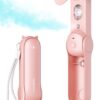 SWEETFULL Misting Fan Portable, Handheld Personal Mister Fan, Small Fan Rechargeable, Mini Spray Water Mist Fan, Kids Women Portable Fan For Travel, Outdoors, Hiking, Camping Home Office (Pink)